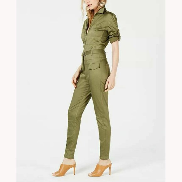💥EDGY CHIC💥TENZ CVLT CONVERTIBLE SLEEVE ZIP-UP UTILITY JUMPSUIT in ARMY GREEN - Picture 3 of 16